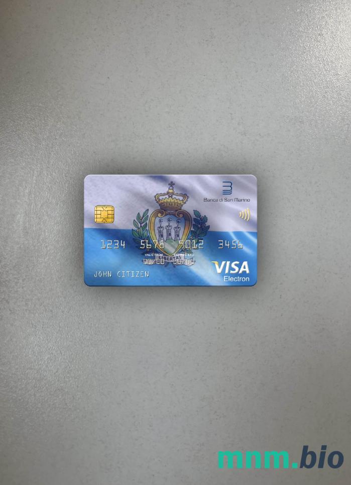 San Marino Banca di San Marino bank visa karta elektronowa wygląd fotograficzny skan PSD + zdjęcie